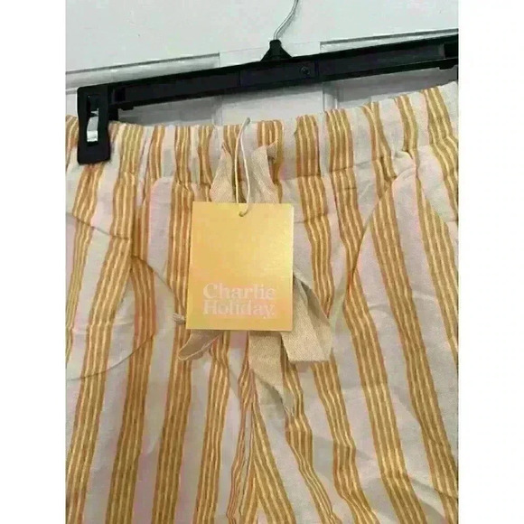 Charlie Holiday Anthropologie Yellow/ivory Isabelle Pajama Shorts Size XL/10 NWT - Picture 4 of 6
